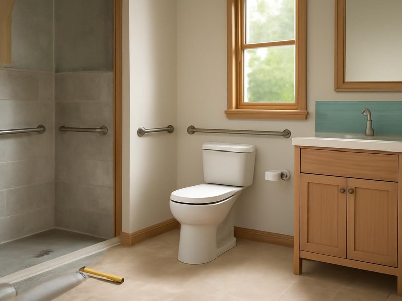 AI concept: Grab bars and comfort toilet