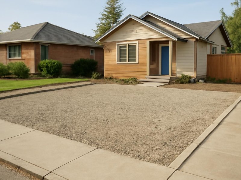 AI concept: Existing condition: corner lot with an unused gravel pad