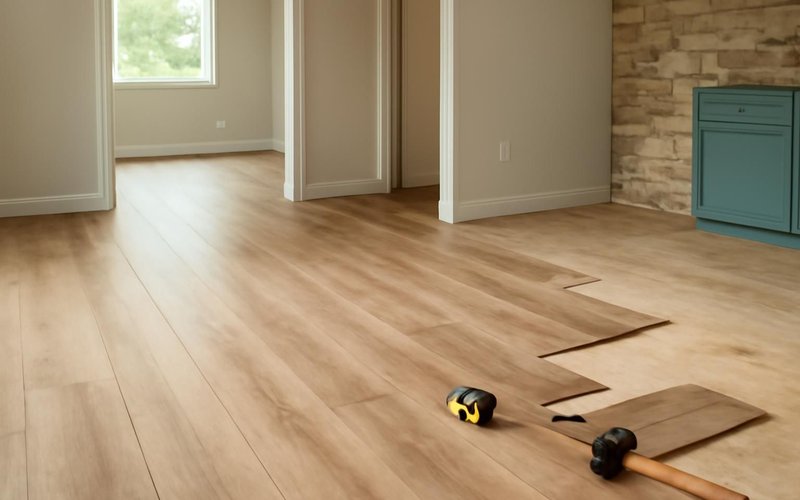 AI concept: Luxury vinyl plank flooring in an ADU