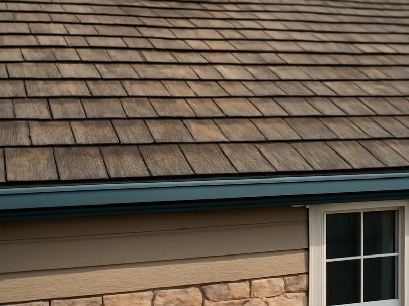 AI concept: Remodeled idea: weathered wood architectural shingles, clean lines