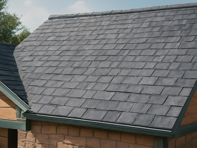 AI concept: Remodeled idea: slate-gray Class 4 shingles after a hail season