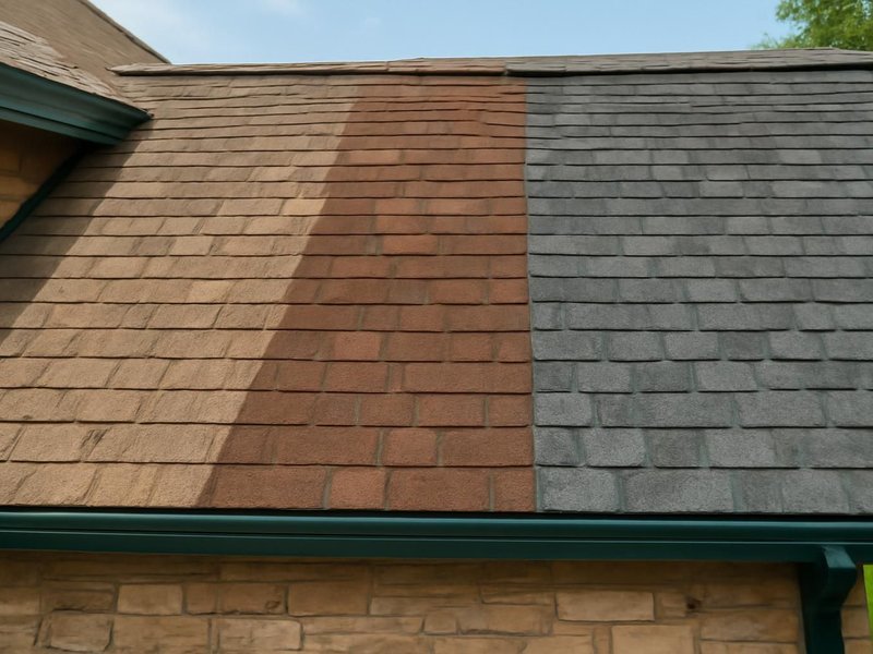 AI concept: Existing condition: patched roof in three mismatched colors