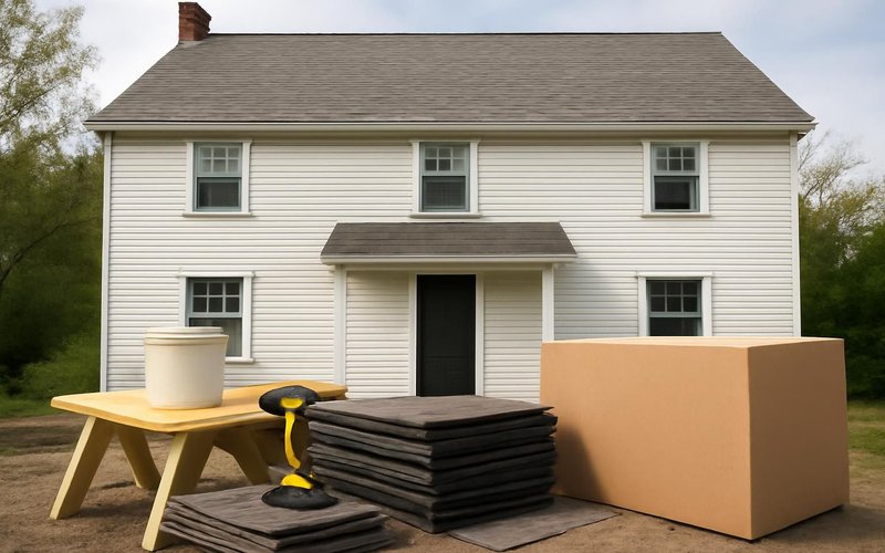 AI concept: Unbranded architectural shingles on a colonial house