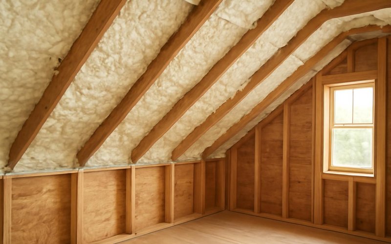 AI concept: Closed-cell spray foam between rafters