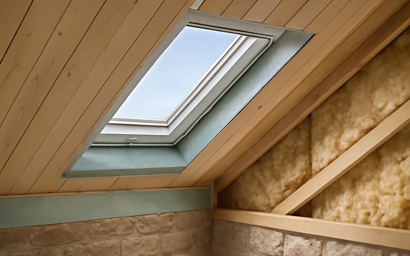 AI concept: Venting skylight in a sloped attic ceiling