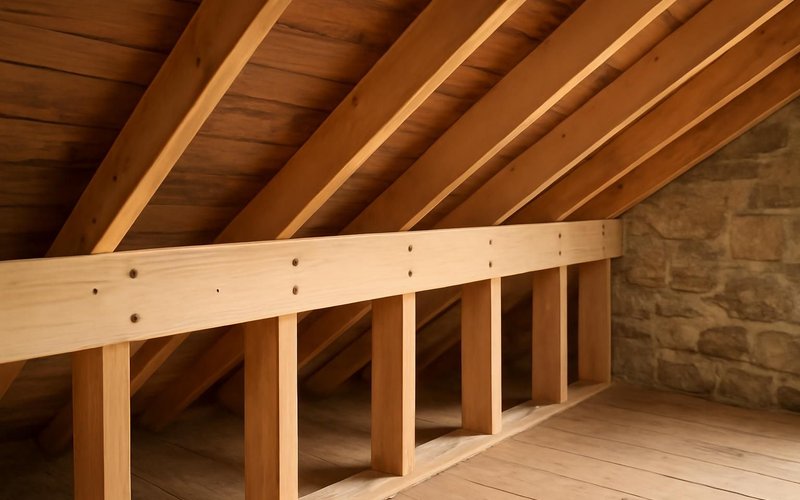 AI concept: New joists sistered to old attic joists