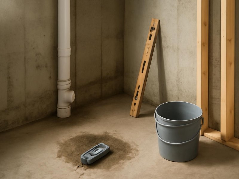 AI concept: Existing condition: unfinished corner beside the main drain line