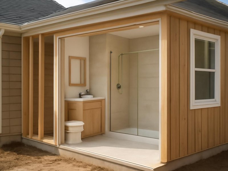 AI concept: Remodeled idea: bump-out addition with a full bath for a main-floor bedroom