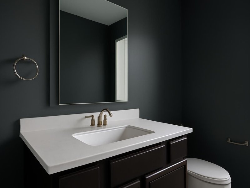 AI concept: Existing condition: dark bathroom with a cultured marble vanity