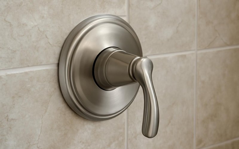 AI concept: Brushed nickel shower valve and trim