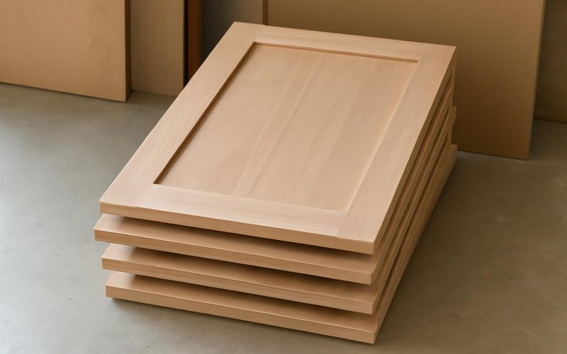 AI concept: Finished shaker doors stacked for inspection