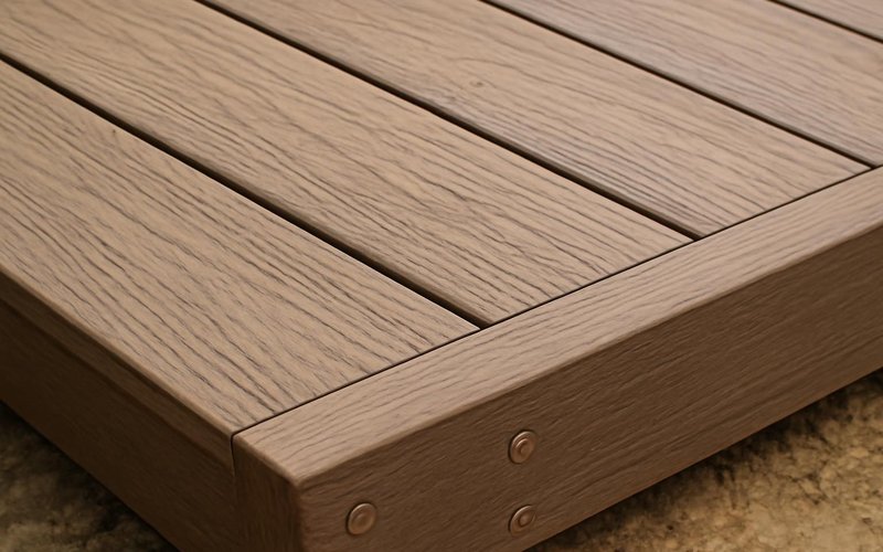 AI concept: Composite deck border board fastened with plugged screws