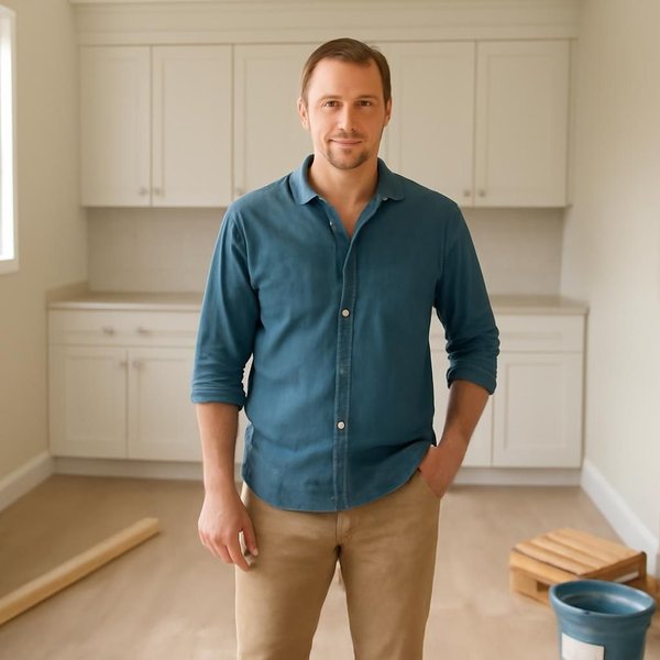 AI concept: Fictional remodeling professional illustrating a project role