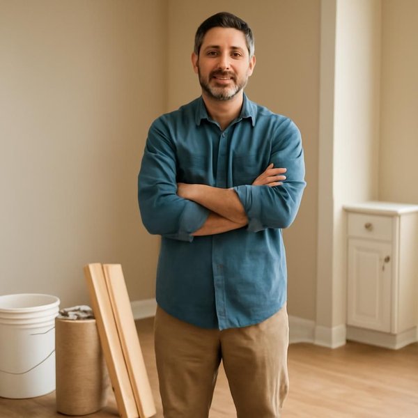 AI concept: Fictional remodeling professional illustrating a project role