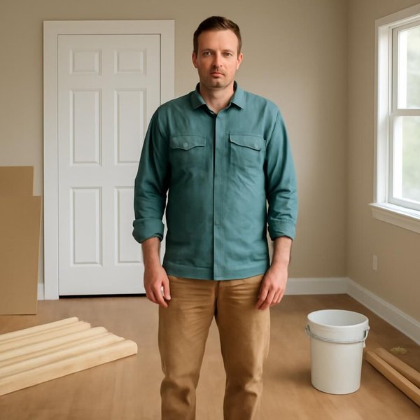 AI concept: Fictional remodeling professional illustrating a project role