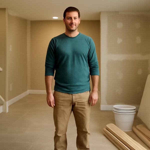 AI concept: Fictional remodeling professional illustrating a project role