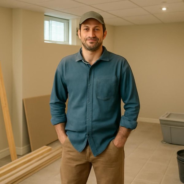 AI concept: Fictional remodeling professional illustrating a project role