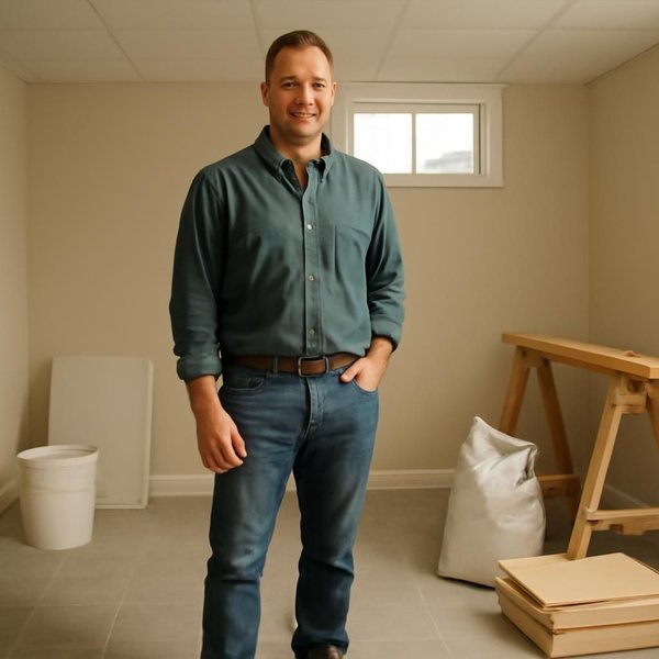 AI concept: Fictional remodeling professional illustrating a project role