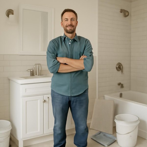 AI concept: Fictional remodeling professional illustrating a project role