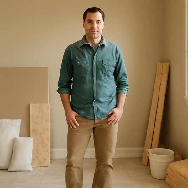 AI concept: Fictional remodeling professional illustrating a project role