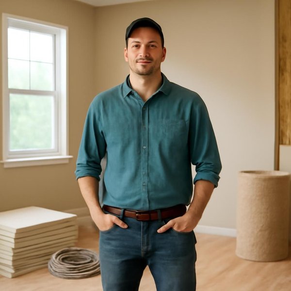 AI concept: Fictional remodeling professional illustrating a project role