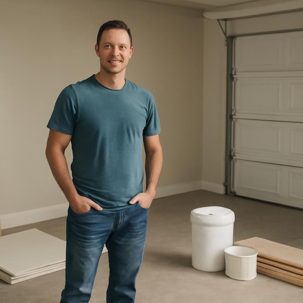 AI concept: Fictional remodeling professional illustrating a project role