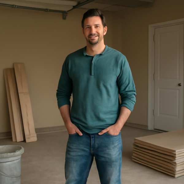 AI concept: Fictional remodeling professional illustrating a project role