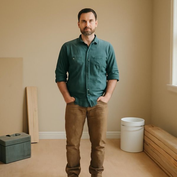 AI concept: Fictional remodeling professional illustrating a project role