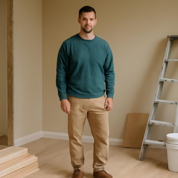 AI concept: Fictional remodeling professional illustrating a project role
