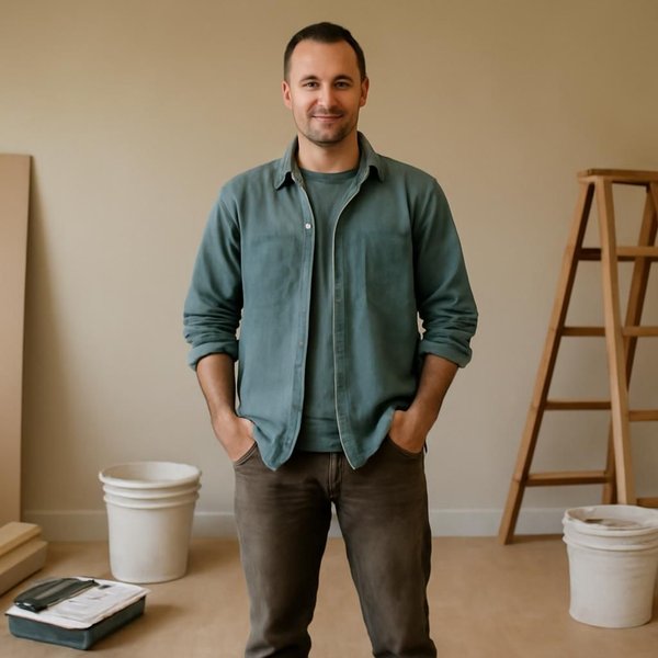 AI concept: Fictional remodeling professional illustrating a project role