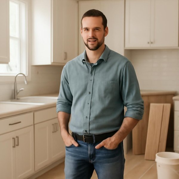AI concept: Fictional remodeling professional illustrating a project role