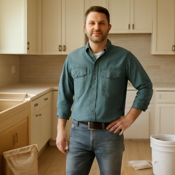 AI concept: Fictional remodeling professional illustrating a project role