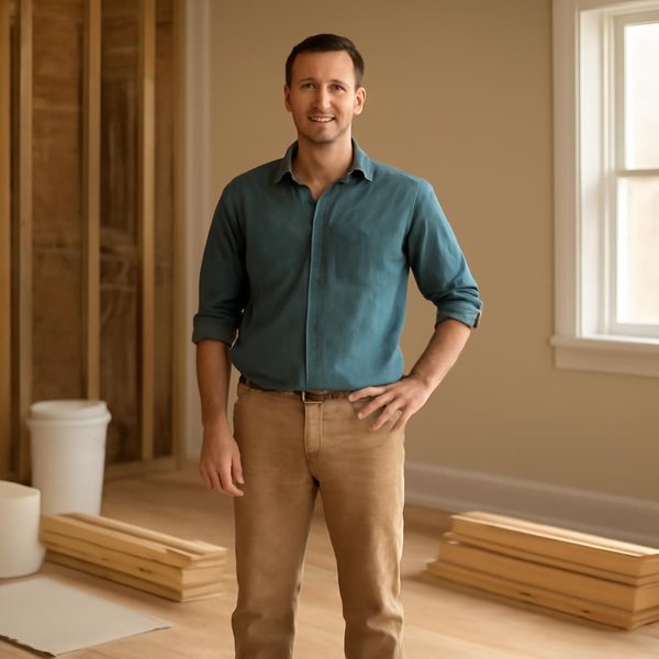 AI concept: Fictional remodeling professional illustrating a project role