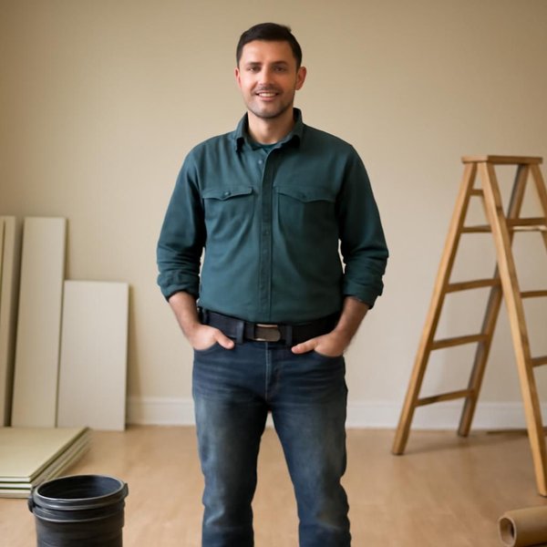 AI concept: Fictional remodeling professional illustrating a project role