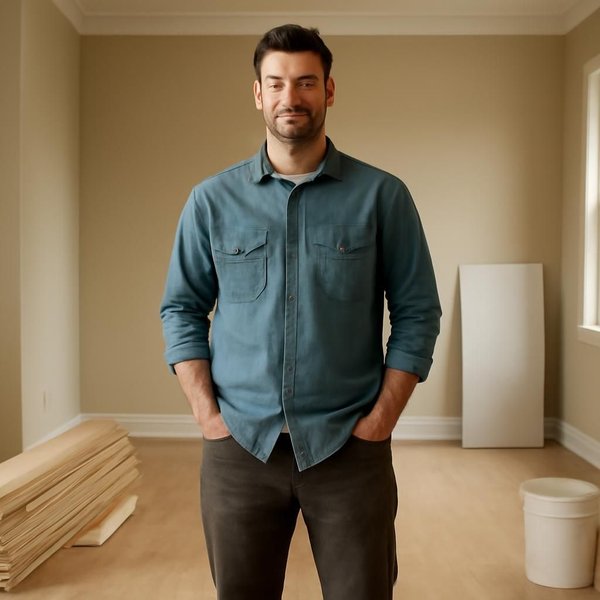 AI concept: Fictional remodeling professional illustrating a project role