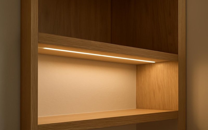 AI concept: LED strip lighting under a built-in shelf
