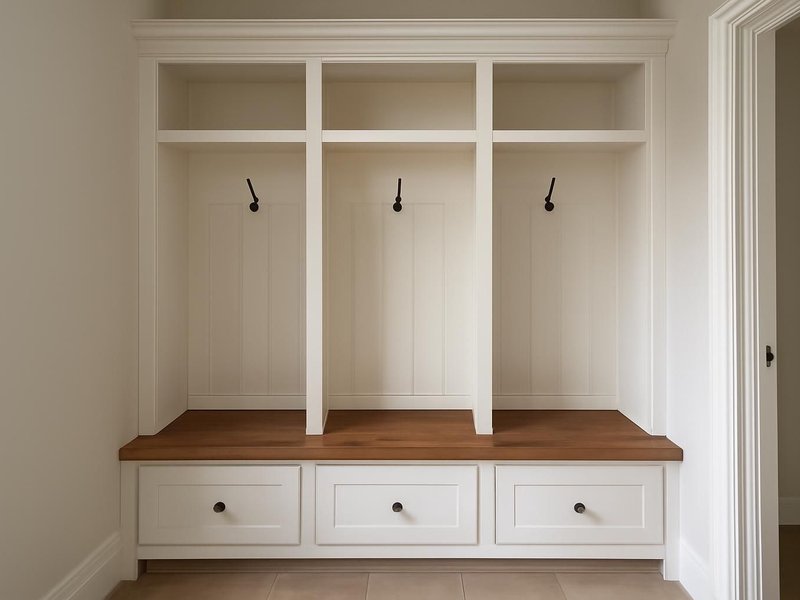 AI concept: Mudroom lockers with bench