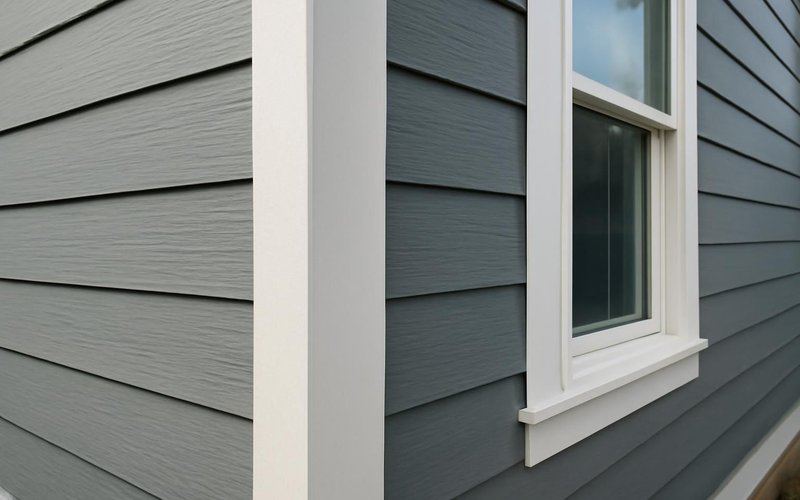 AI concept: Fiber cement siding and trim on a new house