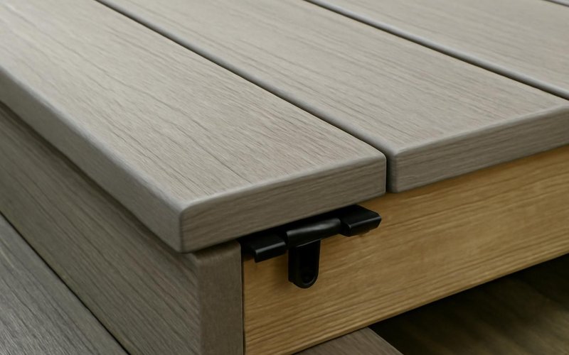 AI concept: Gray capped composite deck boards with hidden fasteners