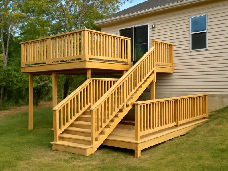 AI concept: Two-level deck on a sloped yard