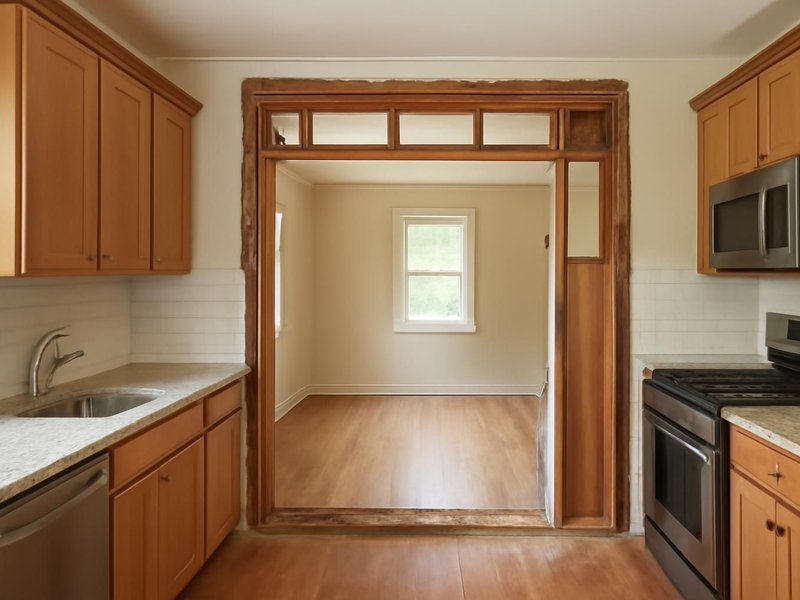 AI concept: Existing condition: cramped kitchen where the homeowners wanted a wall gone