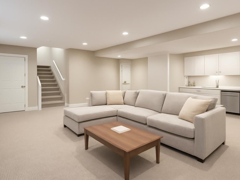 AI concept: Remodeled idea: finished basement built from the consultation's phased plan