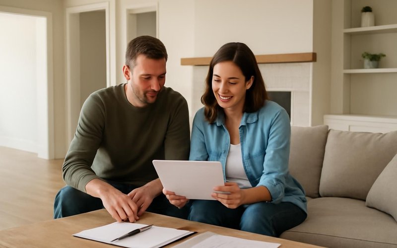 AI concept: Couple reviewing consultation notes at home