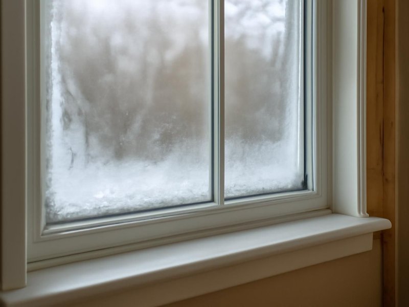 AI concept: Existing condition: drafty single-pane windows with frost inside