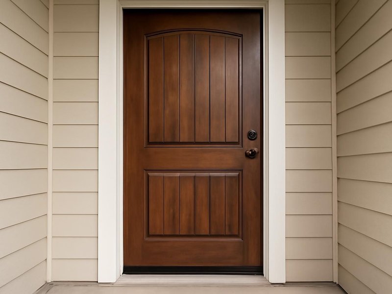 AI concept: Existing condition: weathered wood door with a gap under the sweep