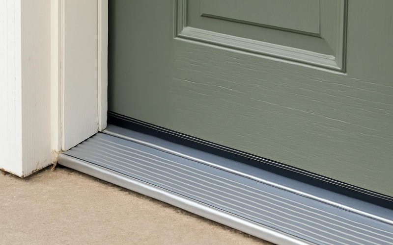 AI concept: Composite door frame bottom next to a threshold