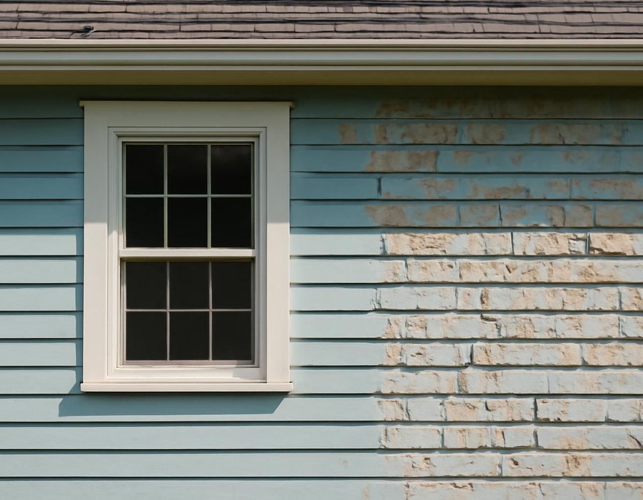 AI concept: Faded but sound paint on the left, alligatored and peeling paint on the right