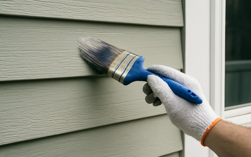 AI concept: Painter applying Sherwin-Williams exterior paint