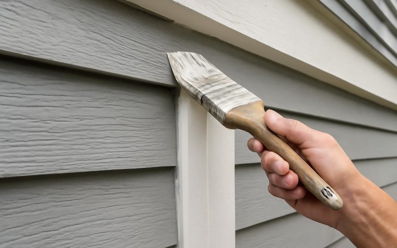 AI concept: Painter finishing exterior trim