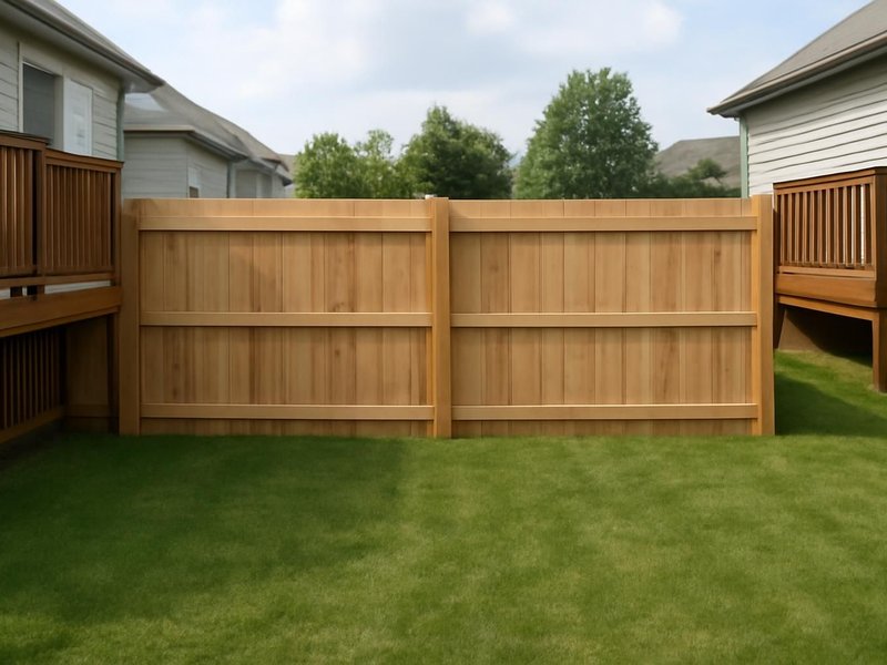 AI concept: Existing condition: open backyard visible from two neighbors' decks